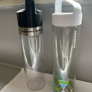 "You Are Here" Collection glass water bottle and Siren Reusable Plastic Bottle.